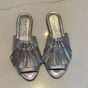 Loeffler Randall Silver Tassel Sandals